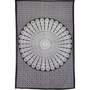 Peacock Feather Black Mini Tapestry 45x30" by Zest For Life